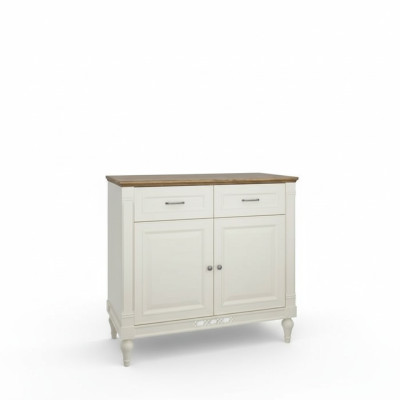 Mobiletto da designer in stile antico per il soggiorno con credenza e scaffale basso.