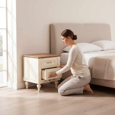Classico comodino da console per tavolino da notte in legno per sala da letto nuovo.