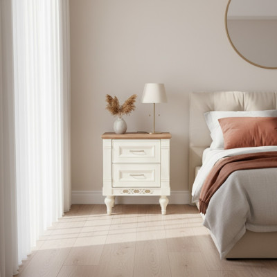 Classico comodino da console per tavolino da notte in legno per sala da letto nuovo.