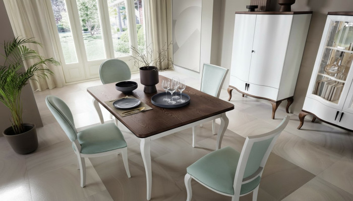 Tavolo da pranzo di lusso di design in legno estendibile 140/330 cm, nuovo mobile per soggiorno e sala da pranzo.