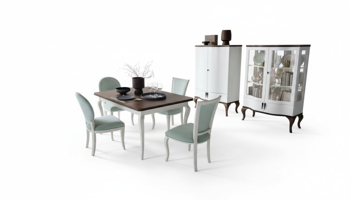 Tavolo da pranzo di lusso di design in legno estendibile 140/330 cm, nuovo mobile per soggiorno e sala da pranzo.