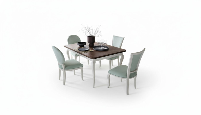 Classico set da pranzo con tavolo in legno sala da pranzo 4 sedie set di sedie
