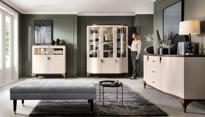 Armadi classici Vetrina Vetrine Legno Di lusso raffinato Vetro Armadio Legno