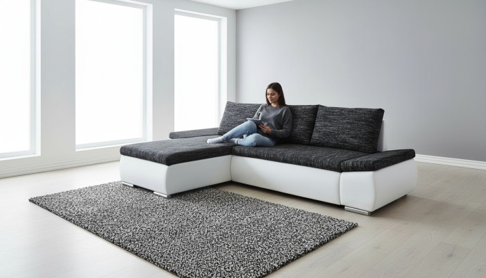 Design Moderno Divano ad Angolo a L-forma Funzione Letto Divano in Pelle Tessuto Divani Nuovi