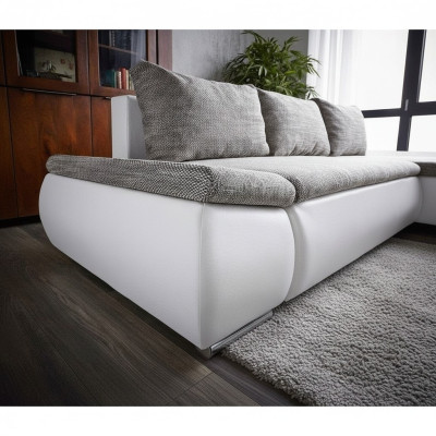 Divano angolare design con funzione letto, nuovo divano imbottito tessile.