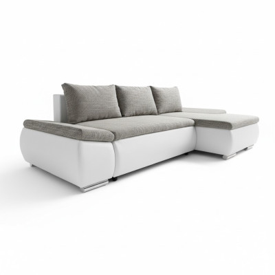 Divano angolare design con funzione letto, nuovo divano imbottito tessile.