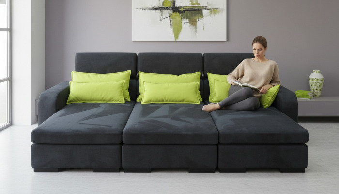 Divano moderno in tessuto di lusso Divani Imbottiti a tre posti in tessuto nuovo xxl grande.