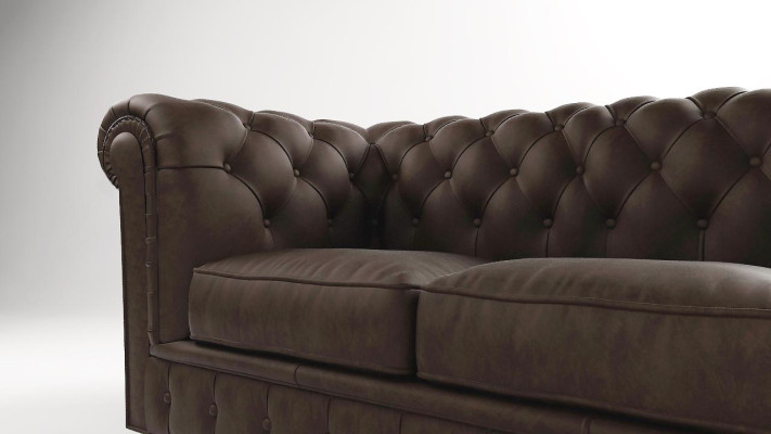 Divano Chesterfield classico 3 posti, divani e poltrone imbottiti tre posti.