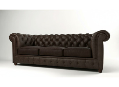 Divano Chesterfield classico 3 posti, divani e poltrone imbottiti tre posti.
