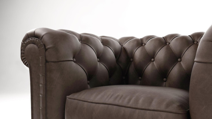 Poltrona Sedia da TV Club Lounge Tessuto Pelle Design di Alta Qualità Chesterfield