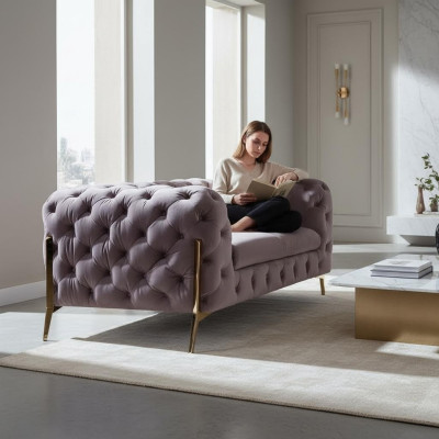 Design divano Chesterfield 2 posti in tessuto imbottito divani velluto nuovo due posti