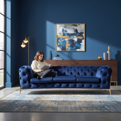Chesterfield Set di divani divano divano imbottito 3 2 1 posti in pelle divani in tessuto Nuovo