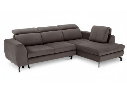 Divano angolare design con funzione letto, tessuto di rivestimento, divano imbottito, divano letto con contenitore.