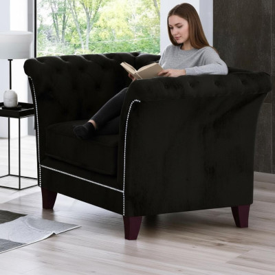 Chesterfield poltrona divano imbottita monoposto velluto design divani decorativi sofà.
