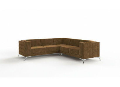 Divano angolare design a L in tessuto classico marrone nuovo