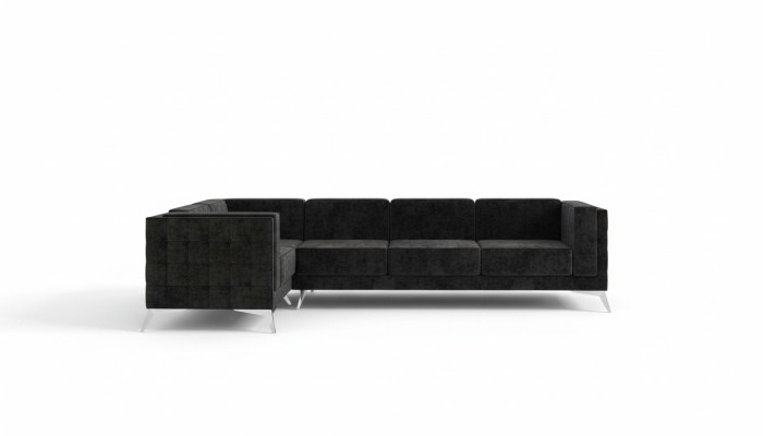 Divano ad angolo Chesterfield a L in tessuto design divano imbottito sedile tessile divano d'angolo nuovo