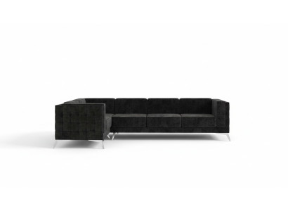 Divano ad angolo Chesterfield a L in tessuto design divano imbottito sedile tessile divano d'angolo nuovo