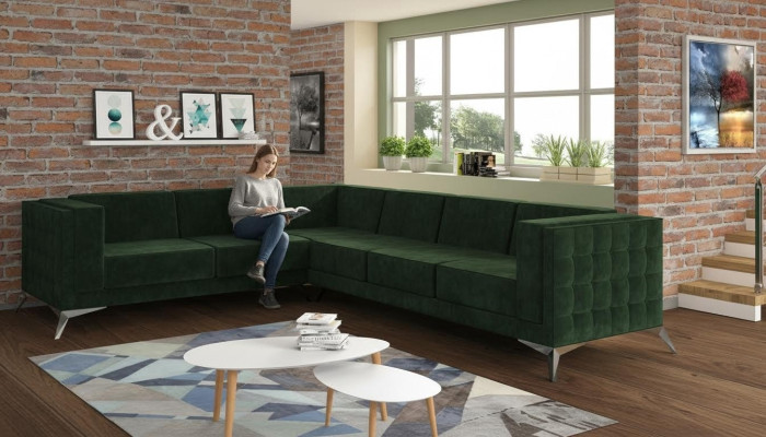 Tessuto Divano ad angolo Moderno Design Moderno Nuovo