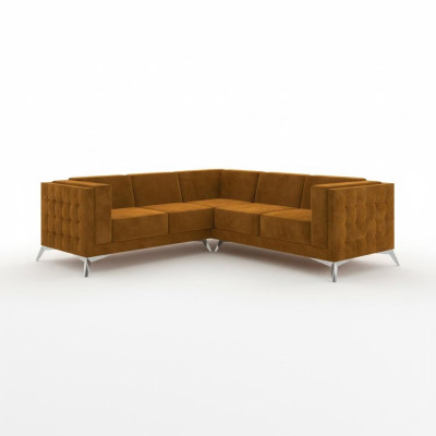 Divano d'angolo a forma di L, divano design, imbottito, set di sedute in tessuto per soggiorno