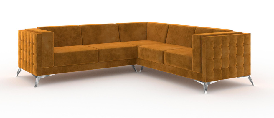 Divano d'angolo design con rivestimento in tessuto per l'arredamento del soggiorno.