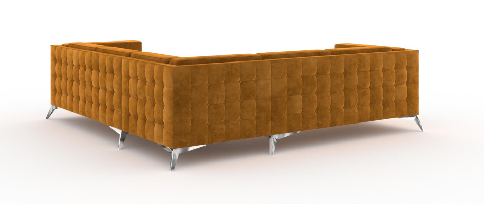 Divano d'angolo design con rivestimento in tessuto per l'arredamento del soggiorno.