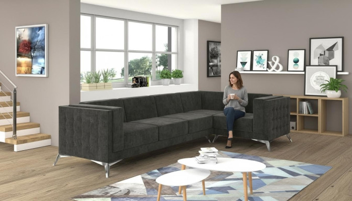 Divano angolare Chesterfield Divano Set di mobili imbottiti Divano Paesaggio abitativo Decorazione a forma di L