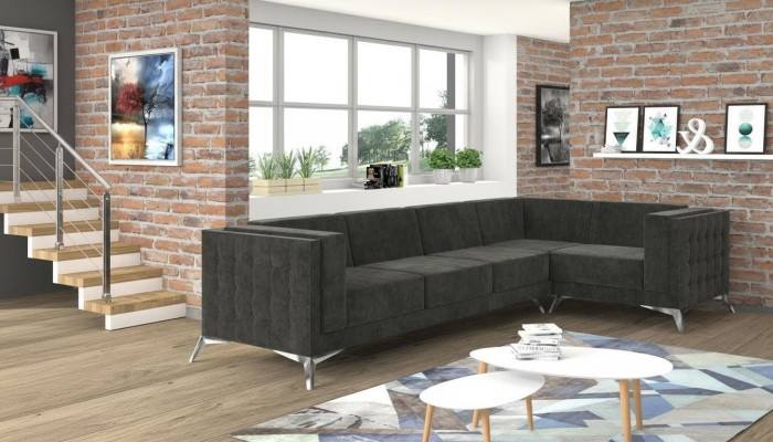 Divano angolare Chesterfield Divano Set di mobili imbottiti Divano Paesaggio abitativo Decorazione a forma di L