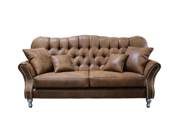 Vintage Chesterfield Set di divani in pelle con 3 posti e 1 poltrona.
