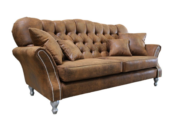 Vintage Chesterfield Set di divani in pelle con 3 posti e 1 poltrona.