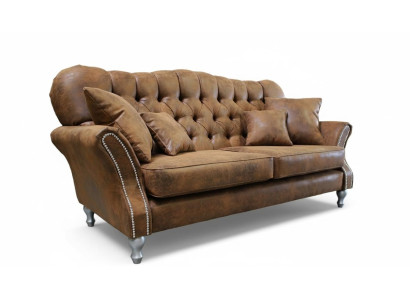 Vintage Chesterfield Set di divani in pelle con 3 posti e 1 poltrona.