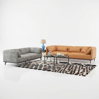 Sofà in pelle 4+3+2 Set di divani Divano Salotto Modularità Design Moderno Sofà