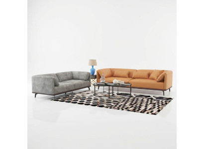 Sofà in pelle 4+3+2 Set di divani Divano Salotto Modularità Design Moderno Sofà