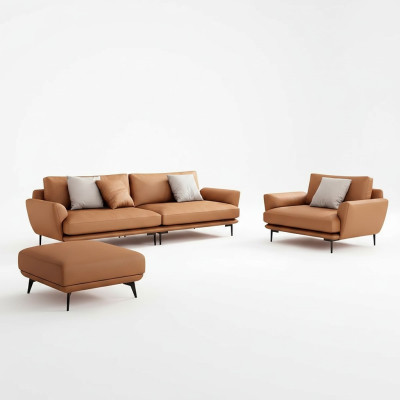 Set di divani 4+3+2 divano in pelle, divano, paesaggio abitativo, set, design moderno, divano.