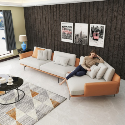 Divano ad angolo in tessuto a L- Forma Soggiorno Composizione Arredamento Design Moderno Divano Nuovo Divani