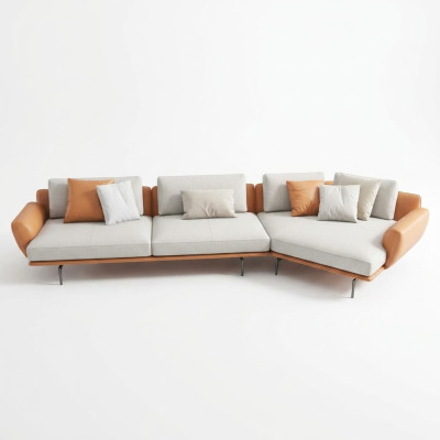 Divano ad angolo in tessuto a L- Forma Soggiorno Composizione Arredamento Design Moderno Divano Nuovo Divani