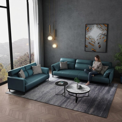 Divano a 3 posti in pelle, divano, salotto, set da soggiorno, design moderno, seduta.