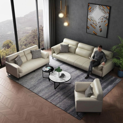 Set di divani da soggiorno di lusso 3+2+1 in pelle imbottita divani in tessuto