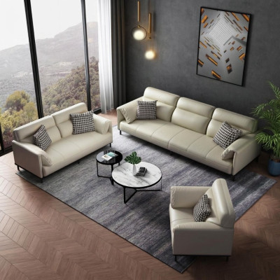 Set di divani da soggiorno di lusso 3+2+1 in pelle imbottita divani in tessuto