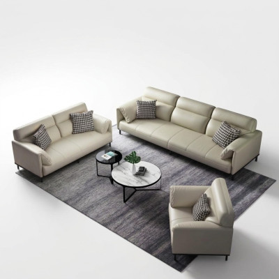 Set di divani da soggiorno di lusso 3+2+1 in pelle imbottita divani in tessuto
