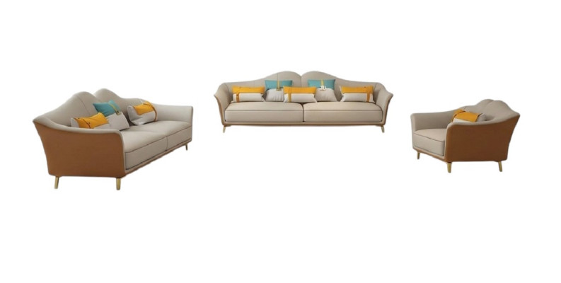 Set di divani di lusso in pelle per salotto, divani in tessuto, set di divani 3+2+1