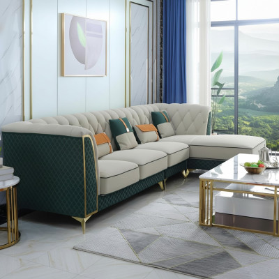 Divano angolare in pelle a forma di L Design Moderno Set per il soggiorno.