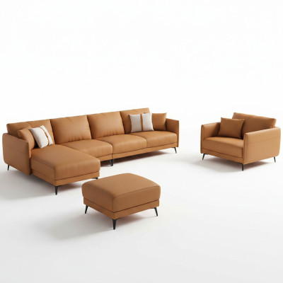 Soggiorno Set Design Moderno Divani Moderni Divano d'angolo in pelle Couch Nuovo
