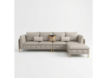 Set da salotto di lusso con divano d'angolo in pelle