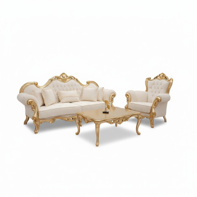 Sofà 3 posti + 3 posti + 1 posti Chesterfield stile barocco set da salotto 3 pezzi. Divano