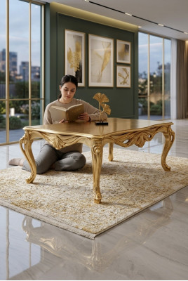 Tavolo da caffè Tavoli Tavolo Chesterfield Design Mobili di lusso in legno dorato per il soggiorno, nuovo