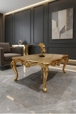 Tavolo da caffè Tavoli Tavolo Chesterfield Design Mobili di lusso in legno dorato per il soggiorno, nuovo