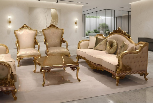 Set di divani da designer 3+3+1 posti in tessuto per divani da salotto, poltrona, set classico nuovo.