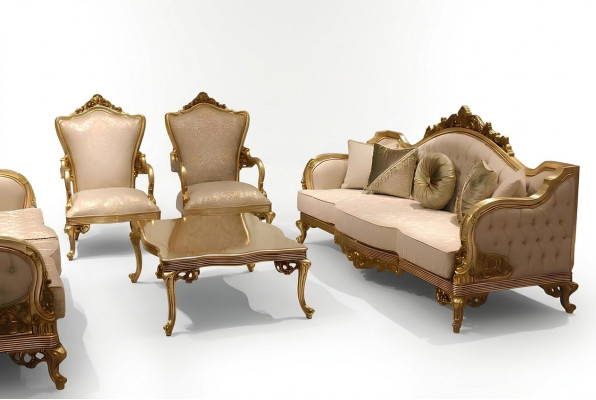 Set di divani da designer 3+3+1 posti in tessuto per divani da salotto, poltrona, set classico nuovo.