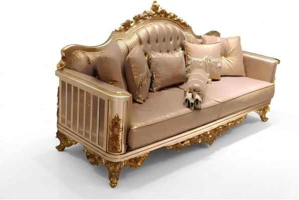 Set di divani 3 posti in tessuto completo 331 con divano poltrona in legno stile Chesterfield