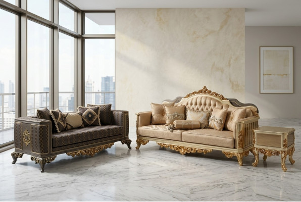 Divano di lusso a 3 posti in tessuto dorato Design mobili 3 posti Chesterfield imbottiti nuovi